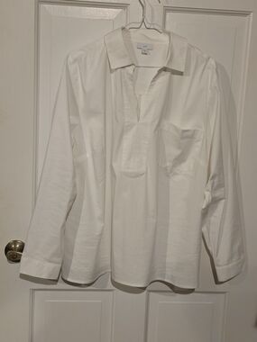 J. Jill White Popover Tunic Shirt Blouse Plus Size 2X NWOT